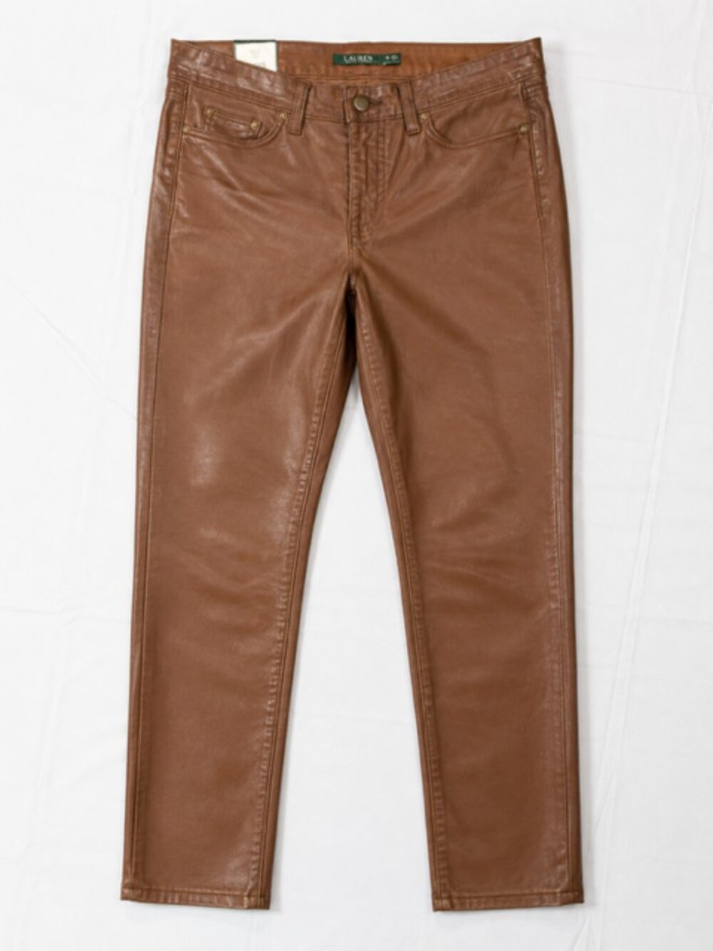 Lauren Ralph Lauren Brown Coated Skinny Ankle Jeans Women’s 4 Y2K Moto NWT